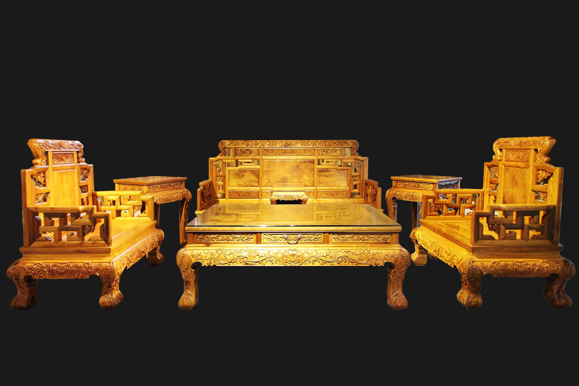 金絲楠如意沙發(fā)7件套