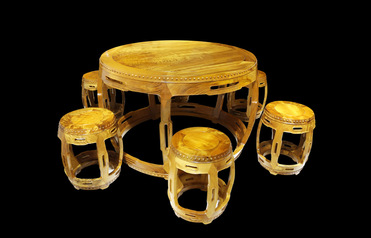 金絲楠圓鼓餐桌